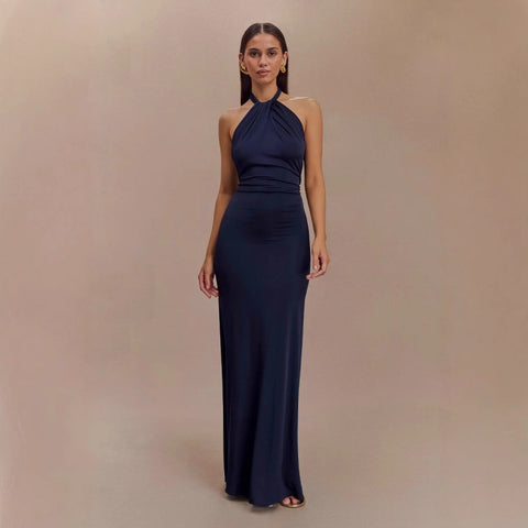 Women’s Sexy Halter Bodycon Dress – Backless Slim Fit Maxi Party Dress
