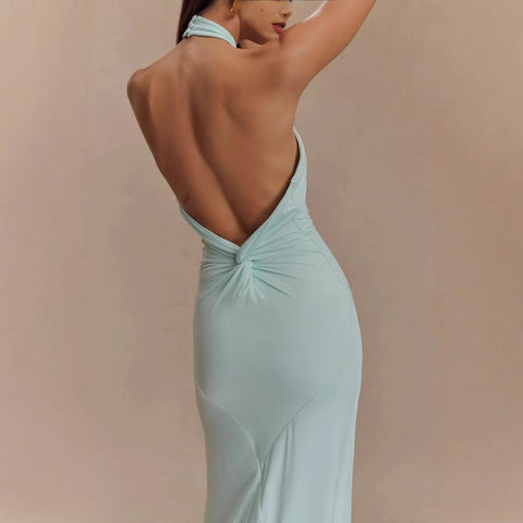 Women’s Sexy Halter Bodycon Dress – Backless Slim Fit Maxi Party Dress