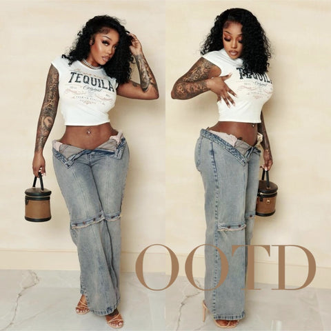 Women’s Y2K Baggy Wide-Leg Jeans – Vintage Washed Streetwear Denim Pants