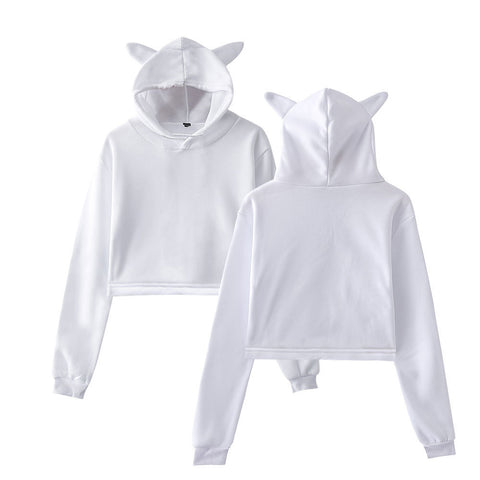Women’s Cropped Hoodie – Streetwear Pullover Sweatshirt Long Sleeve Spring Top