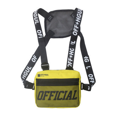 Unisex Black Streetwear Chest Rig Bag Vest Style Waist Pack