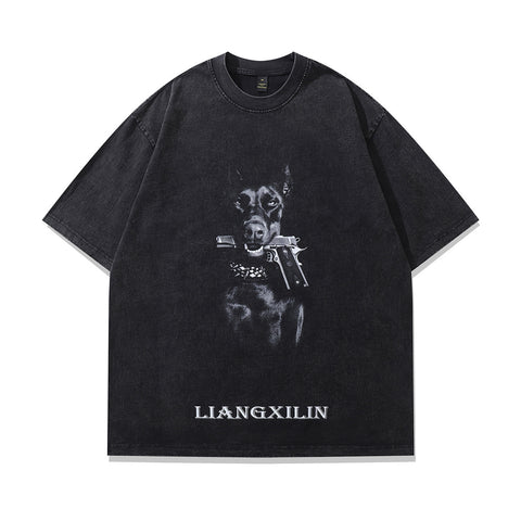Unisex Oversized Streetwear T-Shirt – Doberman Dog Graphic Tee