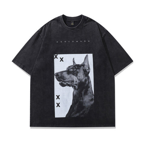 Unisex Oversized Streetwear T-Shirt – Doberman Dog Graphic Tee