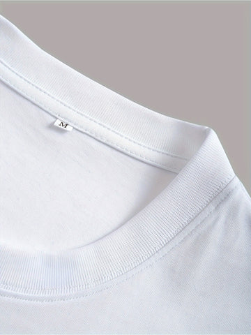 Men’s White Printed T-shirt – Loose Fit Casual Summer Streetwear Top