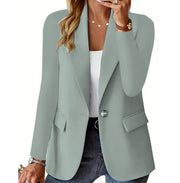 Women’s Casual Lapel Suit Jacket – Long Sleeve Button Blazer Top