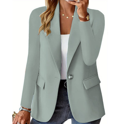 Women’s Casual Lapel Suit Jacket – Long Sleeve Button Blazer Top