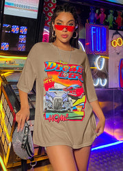 Women’s Oversized O-Neck Cotton Top – Casual Loose Streetwear Shirt