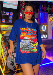 Women’s Oversized O-Neck Cotton Top – Casual Loose Streetwear Shirt