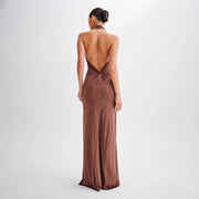 Women’s Sexy Halter Bodycon Dress – Backless Slim Fit Maxi Party Dress